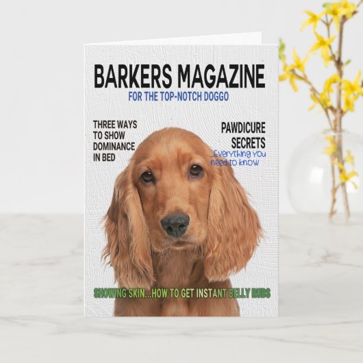 Carte de couverture Cocker Spaniel Parody Magazine (Fleur jaune)