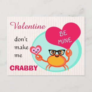 Carte de crabe hipster drôle de la Saint-Valentin