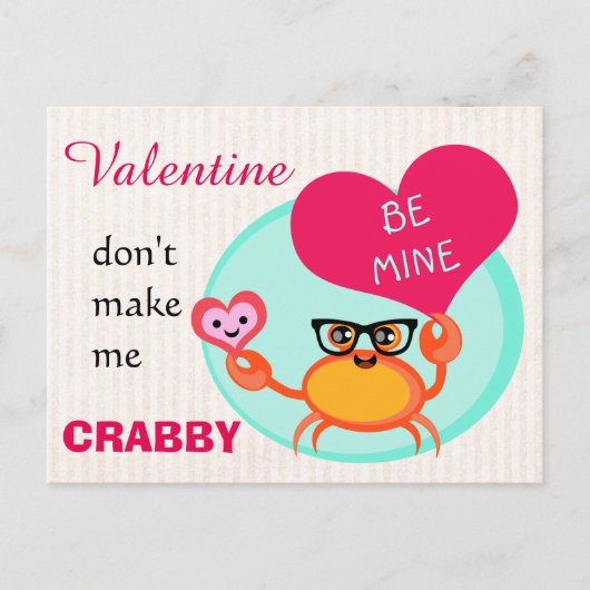 Carte de crabe hipster drôle de la Saint-Valentin (Devant)