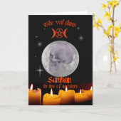 carte de crâne et de lune de Samhain (Fleur jaune)