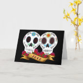 Carte de crânes d'amour (Fleur jaune)