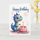 Carte de créature azurée d'anniversaire douce (Fleur jaune)
