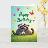 Carte de créature d'anniversaire adorable (Fleur jaune)