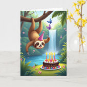 Carte de créature d'anniversaire de jungle (Fleur jaune)