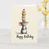 Carte de créature d'anniversaire joyeuse (Fleur jaune)