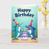 Carte de créature d'anniversaire océanique (Fleur jaune)