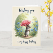 Carte de créature de rose d'anniversaire douce (Fleur jaune)