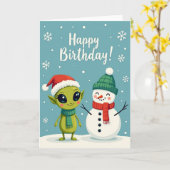 Carte de créature hivernale festive (Fleur jaune)