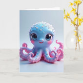 Carte de créature marine pour anniversaire fantais (Fleur jaune)