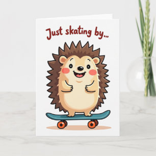 Carte de créature patineuse d'anniversaire ludique