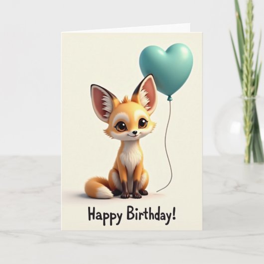 Carte de créature renard d'anniversaire douce (Devant)