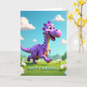 Carte de créature violette d'anniversaire joyeux (Fleur jaune)
