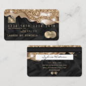 Carte de crédit à séchage stylisé en soie dorée (Devant / Derrière)