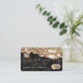 Carte de crédit à séchage stylisé en soie dorée (Debout devant)