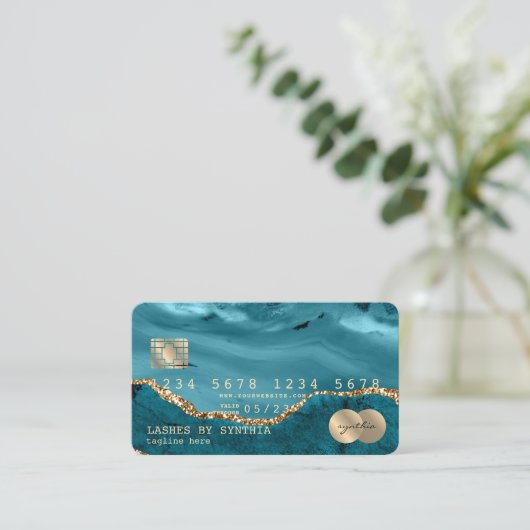 Carte de crédit Agate Turquoise Styled ajouter le  (Debout devant)