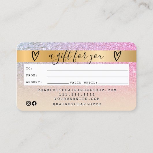 Carte de crédit arc-en-ciel or parties scintillant (Dos)