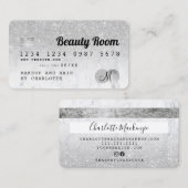 Carte de crédit argent parties scintillant marbre (Devant / Derrière)