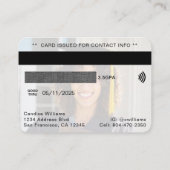Carte de crédit Carte de nom de diplôme photo (Dos)