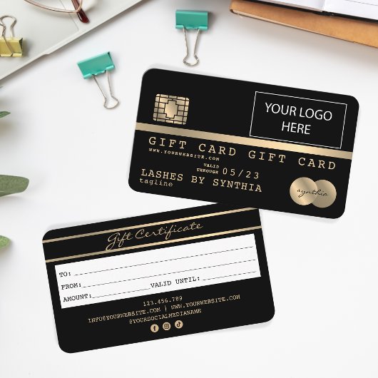 Carte de crédit Certificat cadeau Ajouter un logo
