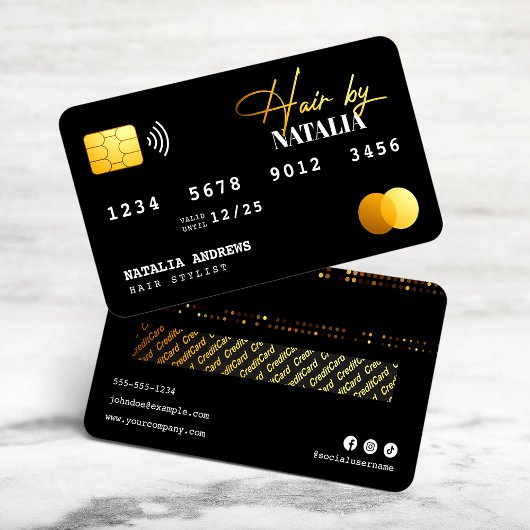 Carte de crédit Elegant Gold Black Sparkle Hairsty
