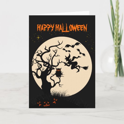 Carte de crédit Halloween Witch and Owl Greeting C (Devant)