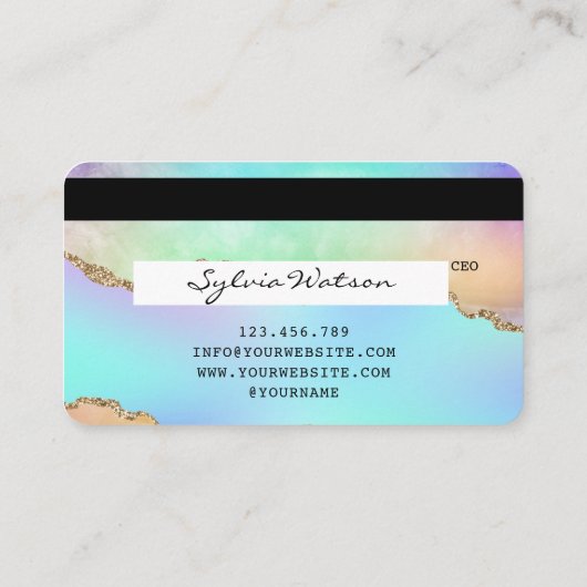 Carte de crédit Holograph Pastel rainbow agate uni (Dos)