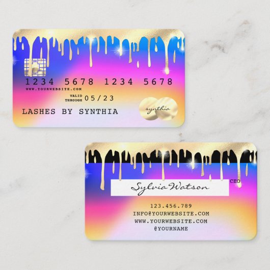 Carte de crédit Holograph Unicorn Driving Gold (Devant / Derrière)