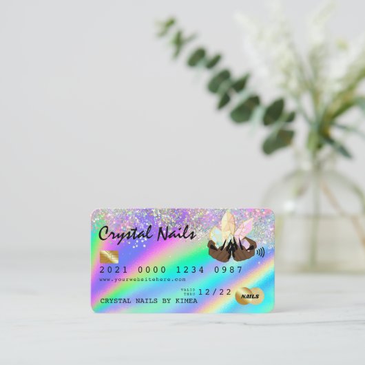 Carte de crédit Holographic Crystal Parties scinti (Debout devant)