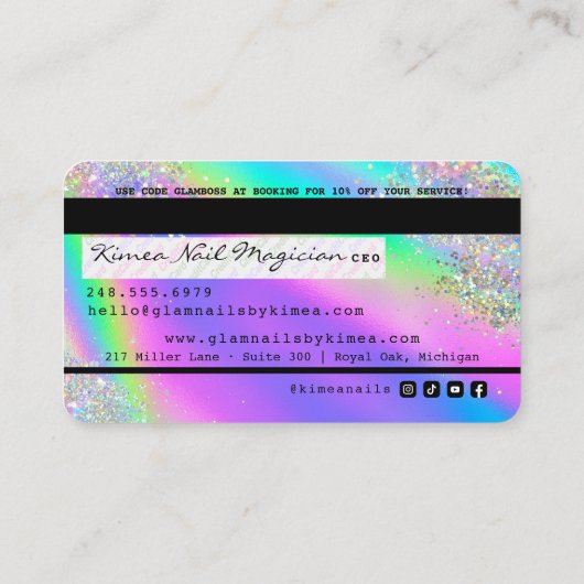 Carte de crédit Holographique Foil & Parties scint (Dos)