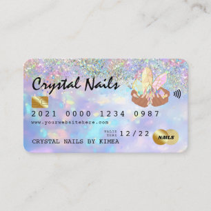 Carte de crédit Holographique Opal Crystal Nail Te