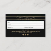 Carte de crédit moderne certificat cadeau (Dos)