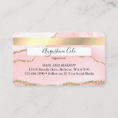 Carte de crédit moderne Pink Gold Marble Agate Fau (Dos)