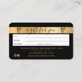 Carte de crédit noir feuille d'or carte cadeau (Dos)