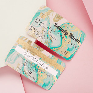 Carte de crédit or marbre agate beauté monogramme