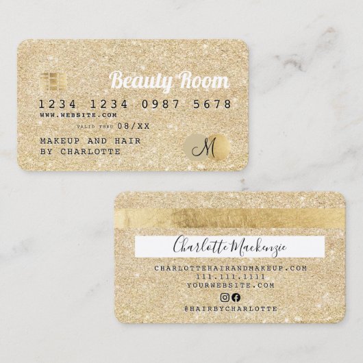 Carte de crédit or parties scintillant beauté mono (Devant / Derrière)