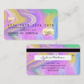 carte de crédit pastel unicorn rose et or marbre (Devant / Derrière)