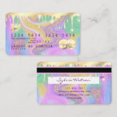 carte de crédit pastel unicorn rose et or marbre (Devant / Derrière)