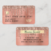 Carte de crédit rose Gold Metal Et Parties scintil (Devant / Derrière)