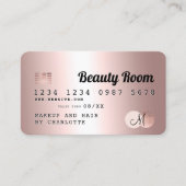 Carte de crédit rose or métal beauté monogramme (Devant)