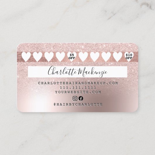 Carte de crédit rose or parties scintillant métall (Dos)