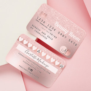 Carte de crédit rose or parties scintillant métall