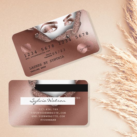Carte de crédit Rose stylisé Gold Long Lash papier