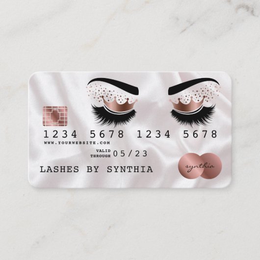 Carte de crédit Rose stylisé Gold Long Lashes Cour (Devant)
