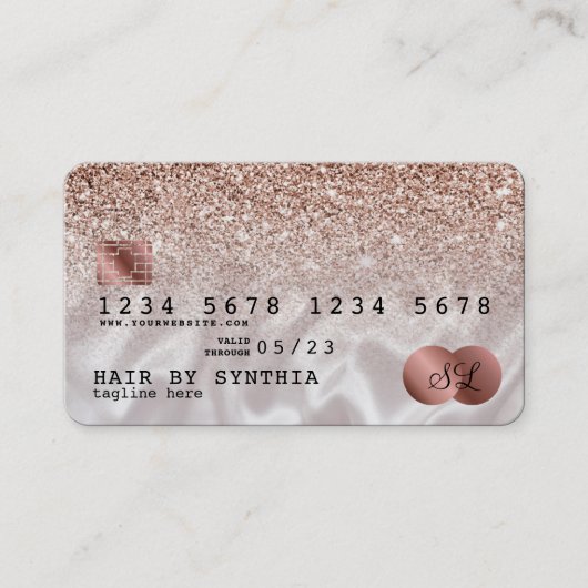 Carte de crédit Rose stylisé Parties scintillant o (Devant)