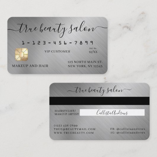 Carte de crédit Script signature en argent simple (Devant / Derrière)