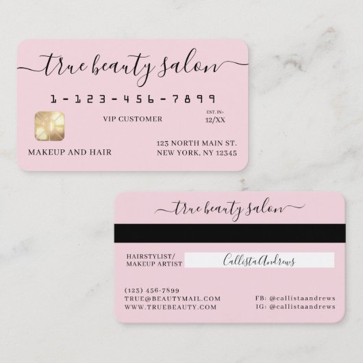 Carte de crédit Script signature or rose simple (Devant / Derrière)