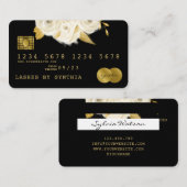 Carte de crédit Styled Black Floral Gold (Devant / Derrière)
