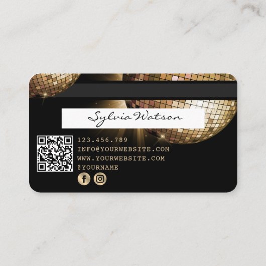 Carte de crédit Styled Gold Disco Ball Code GQR (Dos)