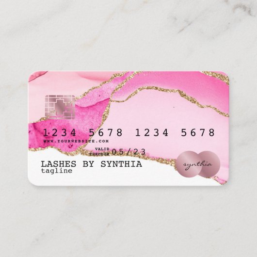 Carte de crédit Styled Pink Agate Gold Maquillage (Devant)