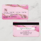 Carte de crédit Styled Pink Agate Gold Maquillage (Devant / Derrière)